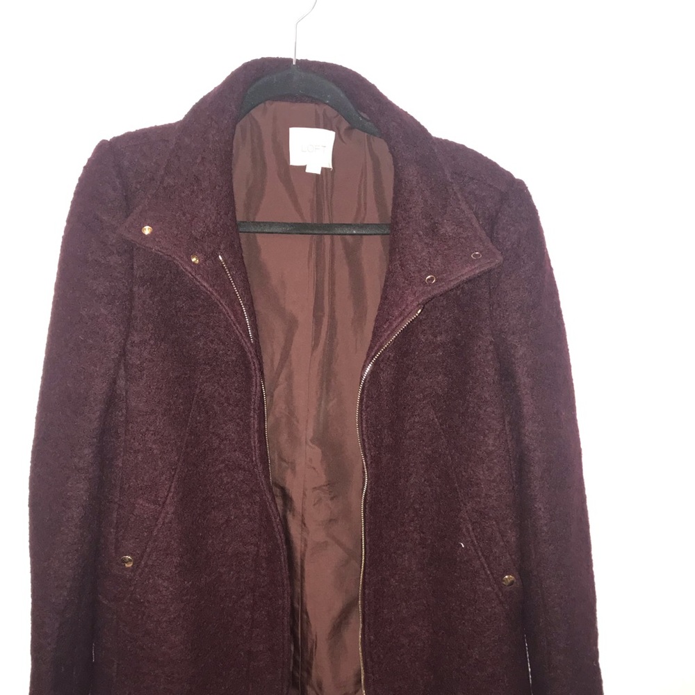 Loft burgundy long wool coat